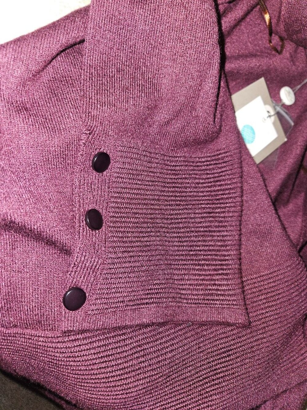 Evolution By Cyrus Open Front Cardigan 3/4 Sleeves Accent Buttons Women XS - Picture 5 of 9